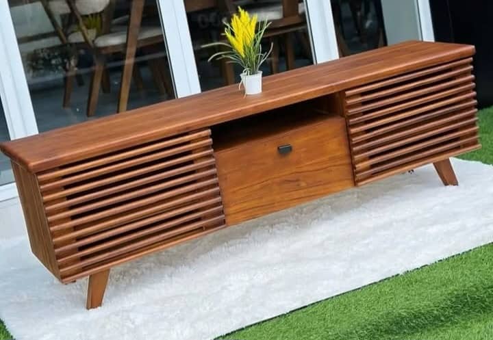 Hudson Fluted Walnut Mid-Century TV Stand