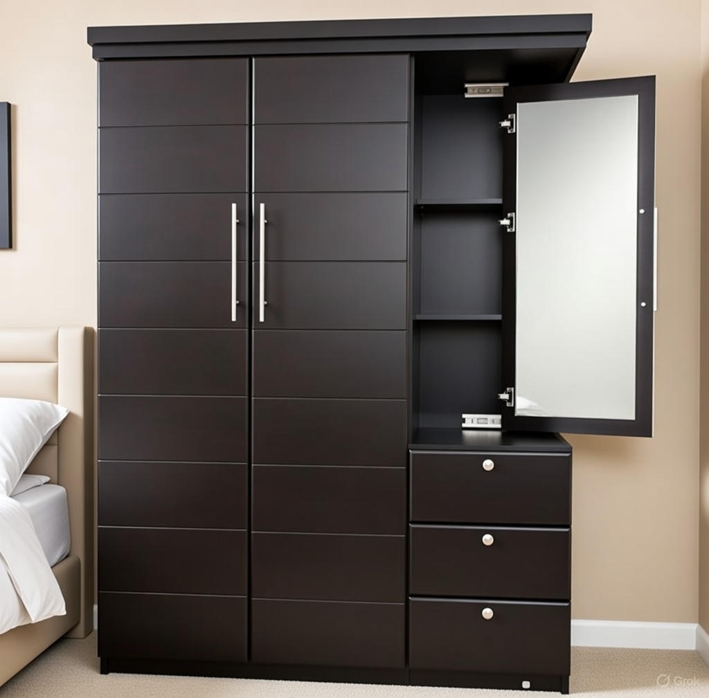 Onyx Multi-Functional 2-Door Wardrobe with Hidden Mirror Vanity