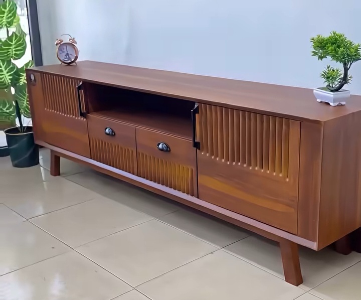 ​Bari Horizontal Slat Teak Media Console